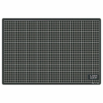 ライオン CM-4511 カッティングマット 再生PVC製 両面使用 (417-6626)1枚 450×300×3mm 黒/黒
