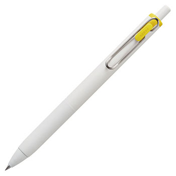 三菱鉛筆 UMNS05.2 ゲルインクボールペン ユニボール ワン (411-5672)1本 0.5mmイエロー (軸色:オフホ