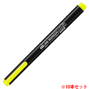 コクヨ PM-L102Y 蛍光OAマーカー 再生樹脂･シングル プリフィクス (910-5676)1セット=10本 中字 黄