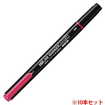 コクヨ PM-L202P 蛍光OAマーカー 再生樹脂･ツイン プリフィクス (910-5737)1セット=10本 中字+細字 桃