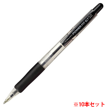 コクヨ PR-100D 再生樹脂ボールペン パワーフィット  0.7mm 黒 (917-0438)1セット=10本