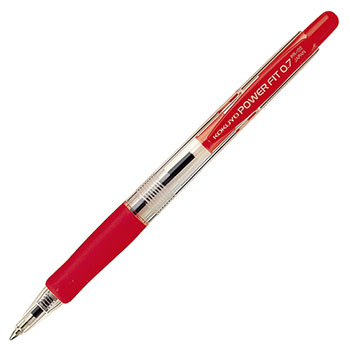 コクヨ PR-100R 再生樹脂ボールペン パワーフィット  0.7mm 赤 (917-0445)1セット=10本