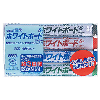 シヤチハタ K-527/4W アートライン潤芯ホワイトボードマーカー 細字丸芯 (016-7710)1パック 4色(各色1本