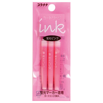 プラチナ SPKS-150N#74 蛍光マーカー プレピー専用カートリッジ (518-3937)1パック=3本 ピンク