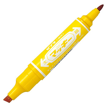 ゼブラ MO-150-MC-Y 油性マーカー ハイマッキー 角芯太字+丸芯細字 (015-1825)1本 黄
