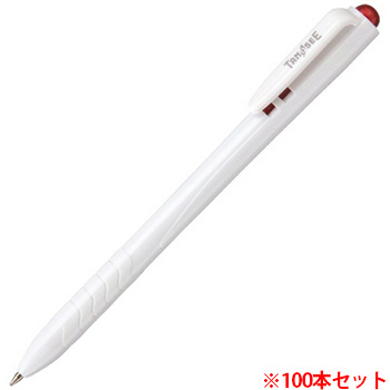 TSH-B07RD ノック式油性ボールペン 0.7mm 赤 軸色:白 汎用品 (910-7213)1セット=100本:10本