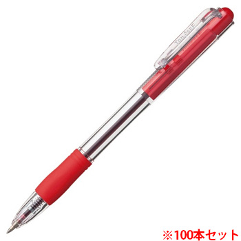 TSH-BG07TR ノック式油性ボールペン グリップ付 0.7mm 赤 汎用品 (910-7239)1セット=100本:10