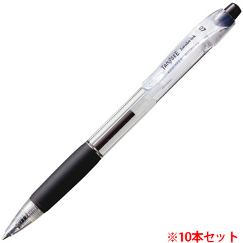 TS-SB07-CB ノック式油性ボールペン なめらかインク 0.7mm 黒 汎用品 (911-3438)1セット=10本 (