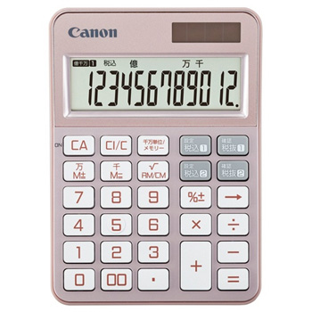CANON 6511C003 電卓 カラフル電卓 KS-126WUV-PG SOB 12桁 ミニ卓上 ピンクゴールド