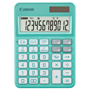 CANON 6511C004 電卓 カラフル電卓 KS-126WUV-MG SOB 12桁 ミニ卓上 ミントグリーン