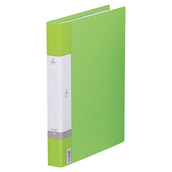 LIHIT G8802-6 リクエスト 名刺帳(ポケット交換タイプ) A4タテ 30穴 500カード ヨコ入れ 黄緑