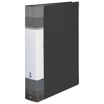 コクヨ ラ-GLB100D クリヤーブック(Glassele) 固定式・背ポケット A4タテ 100ポケット ブラック