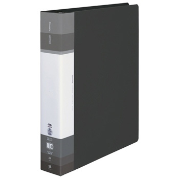 コクヨ ラ-GLB740D クリヤーブック Glassele 替紙式背ポケットSワイドタイプ ブラック