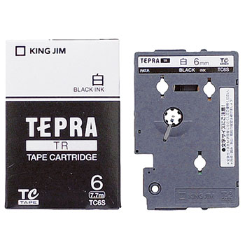 KINGJIM TC6S テプラ TR テープカートリッジ 6mm 白/黒文字