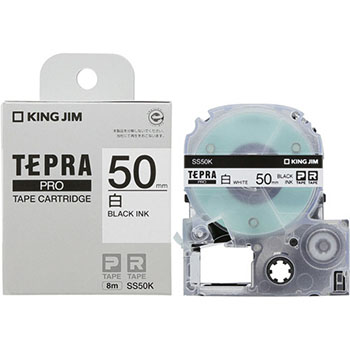 KINGJIM SS50K テプラ PRO テープカートリッジ 50mm 白/黒文字