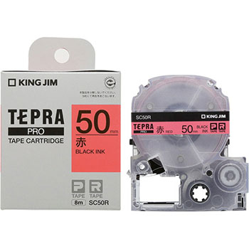 KINGJIM SC50R テプラ PRO テープカートリッジ パステル 50mm 赤/黒文字