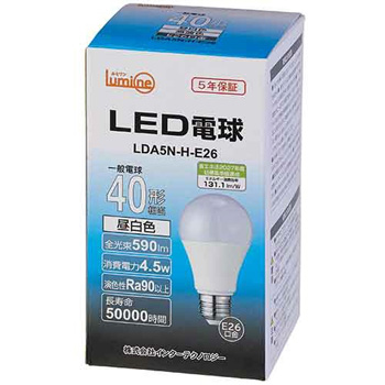 インターテクノロジー LDA5N-H-E26 LED電球 一般形 E26口金 4.5W 5000K 昼白色