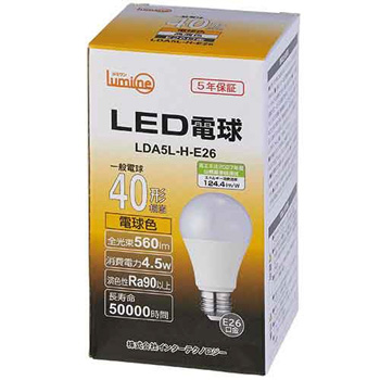 インターテクノロジー LDA5L-H-E26 LED電球 一般形 E26口金 4.5W 3000K 電球色