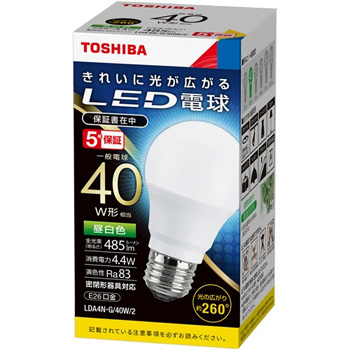 東芝ライテック LDA4N-G/40W/2 LED電球 一般電球形 E26口金 4.4W 昼白色