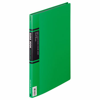 ライオン CR-313-GN クリアーブック A4タテ 20ポケット 背幅14mm 緑 カラー台紙付