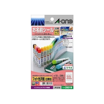 エーワン 29318 ハガキサイズラベル ネーム用 33面