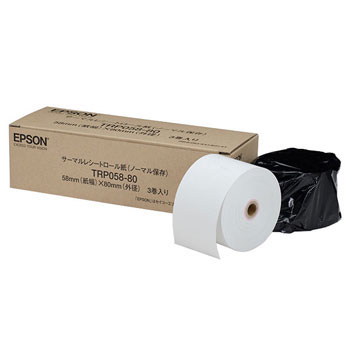 EPSON TRP058-80 サーマルロール紙 幅58mm外径80mm 3巻入り、幅58mm、外径80mm、約78m、ノーマル