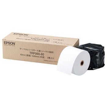 EPSON TRP060-80 サーマルロール紙 幅60mm外径80mm 3巻入り、幅60mm、外径80mm、約78m