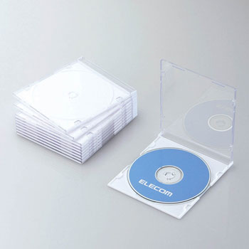 ELECOM CCD-JSCS10WH Blu-ray/DVD/CDケース（スリム/PS/1枚収納）