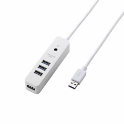 ELECOM U3H-T410SWH USB3.0ハブ(4ポートマグネット付き)