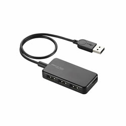 ELECOM U2HS-A402BBK USB2.0ハブ（Windowsタブレット向け）