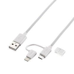 ELECOM LHC-AMBLADN03WH Lightning変換アダプタ付microUSBケーブル