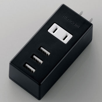 ELECOM MOT-U05-2132BK モバイルUSBタップ(縦向き)