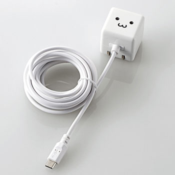ELECOM MPA-ACMAC255WF ケーブル一体型スマホ用AC充電器(長寿命・1A)