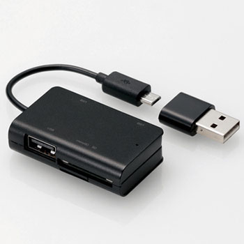 ELECOM MRS-MBH10BK スマホ・タブレット用メモリリーダライタ（USBポート付）