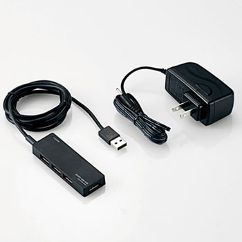 ELECOM U2H-AN4SBK USB2.0ハブ（ACアダプタ付）