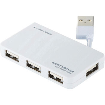 ELECOM U2H-YKN4BWH USB2.0ハブ（ケーブル収納タイプ）