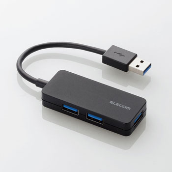 ELECOM U3H-K315BBK 3ポートUSB3.0ハブ（ケーブル固定タイプ）