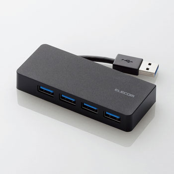 ELECOM U3H-K417BBK 4ポートUSB3.0ハブ（ケーブル収納タイプ）