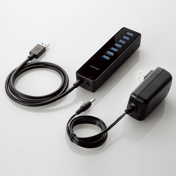 ELECOM U3H-T719SBK 7ポートUSB3.0ハブ(マグネット・セルフパワータイプ)