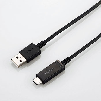 ELECOM MPA-AC18SNBK USB2.0ケーブル（温度検知機能付き、A-C）