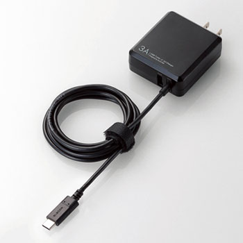 ELECOM MPA-ACCFW154BK AC充電器（Type-Cケーブル一体型+USB 3A）