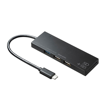 サンワサプライ USB-3TCHC16BK USB Type Cコンボハブ カードリーダー付き