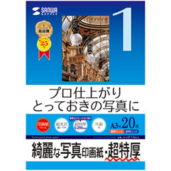 サンワサプライ JP-EP1NA3 インクジェット写真印画紙・超特厚 1冊=20枚
