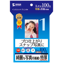 サンワサプライ JP-EP2NL インクジェット写真印画紙・特厚 1冊=100枚