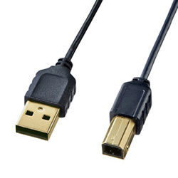 サンワサプライ KU20-SL25BK 極細USBケーブル(USB2.0A-Bタイプ)