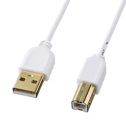 サンワサプライ KU20-SL25W 極細USBケーブル(USB2.0A-Bタイプ)