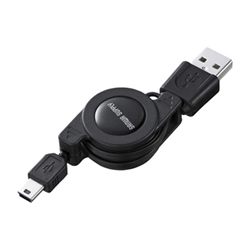 サンワサプライ KU-M08MB5BK 巻き取りUSB2.0モバイルケーブル
