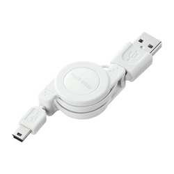 サンワサプライ KU-M08MB5W 巻き取りUSB2.0モバイルケーブル