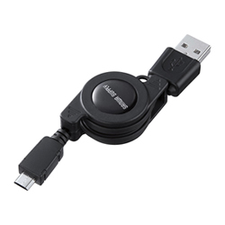 サンワサプライ KU-M08MCBBK 巻き取りUSB2.0モバイルケーブル