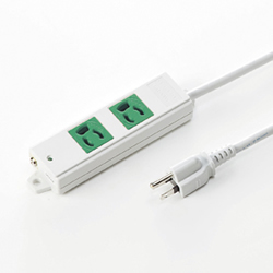 サンワサプライ TAP-K2-3G 3P、3m、2個口タップ緑色(バックアップ用)